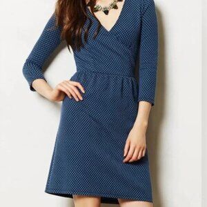 Anthropologie HD in Paris 3/4 Sleeve Wrap Dress with Pockets! Size Small